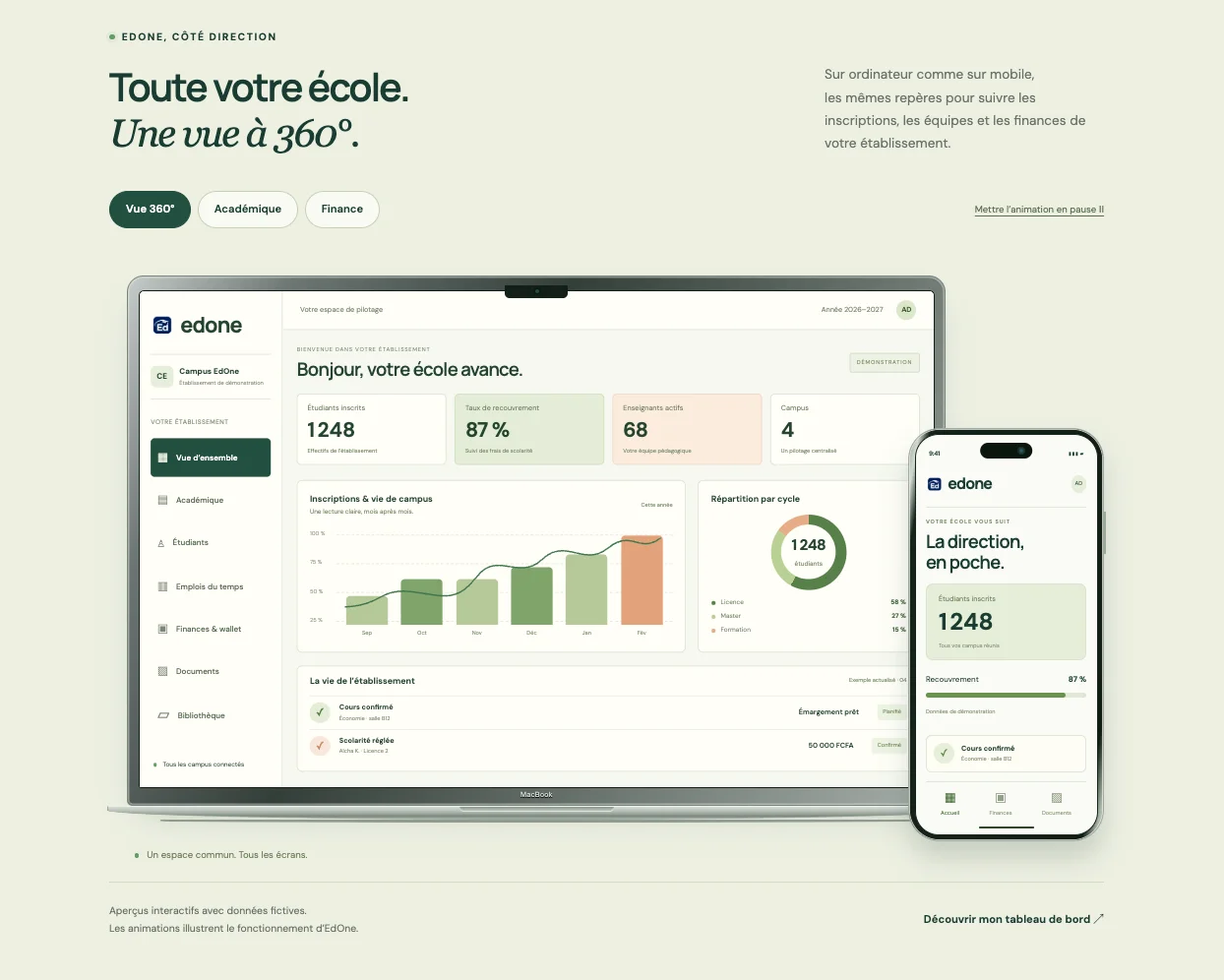 Capture réelle de la plateforme Edone