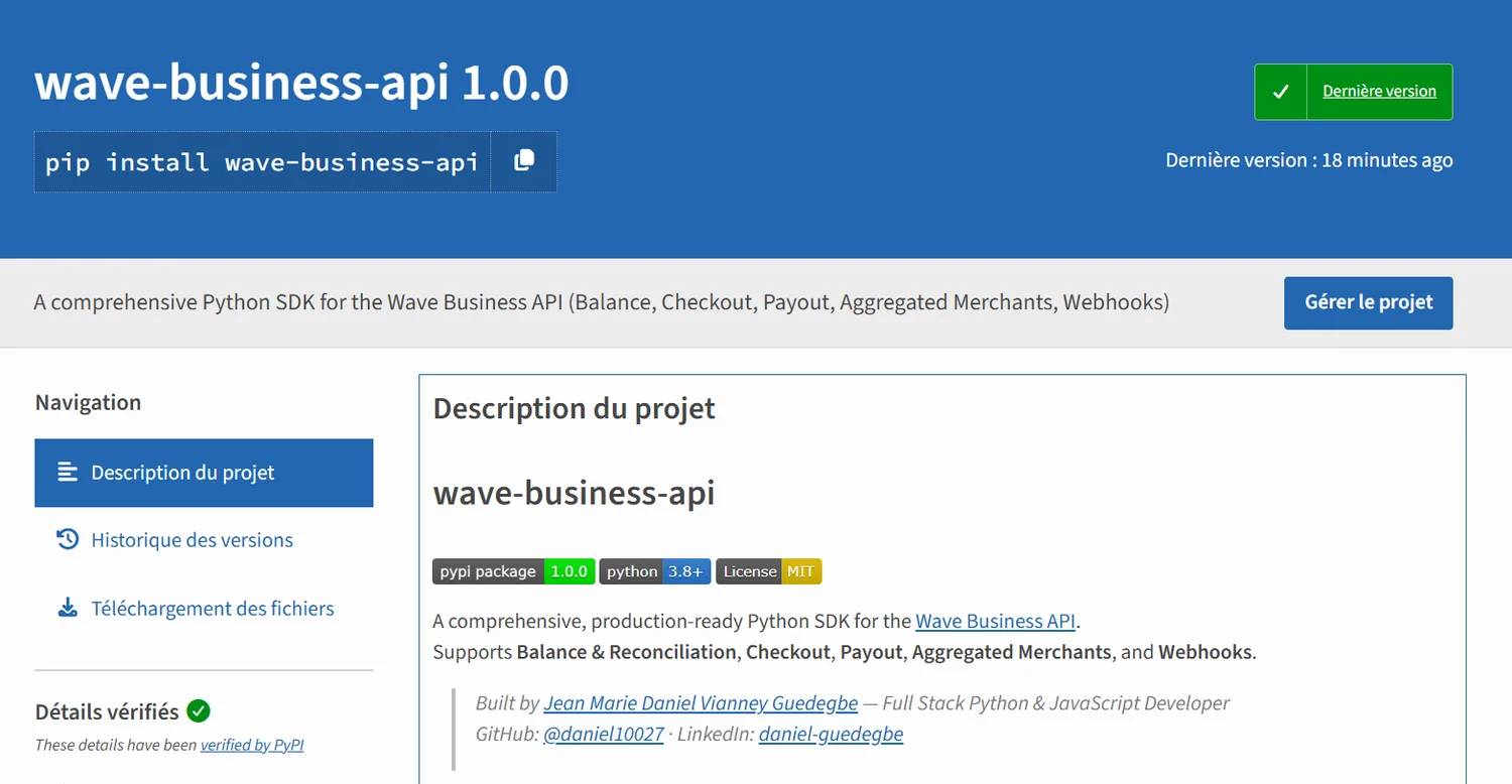 Interface de Wave Business API SDK